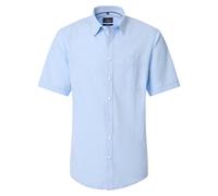 Kurzarmhemd CASAMODA "CASAMODA Leinenhemd Kurzarm uni", Herren, Gr. L, Normalgrößen, blau, 70% Baumwolle, 30% Leinen, unifarben, comfort fit, Hemden (58784641-L) blau