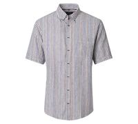 Kurzarmhemd CASAMODA "CASAMODA Leinenhemd Kurzarm gestreift", Herren, Gr. 3XL, Normalgrößen, blau, 50% Leinen, 50% Baumwolle, gestreift, lässig geschnitten, Hemden (69580002-XXXL) blau