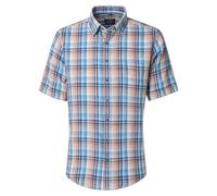CASAMODA Leinenhemd Kurzarm kariert Casual Fit Blau 7XL