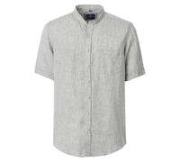 Kurzarmhemd CASAMODA "CASAMODA Leinenhemd Kurzarm uni", Herren, Gr. XL, Normalgrößen, grau (grün), 100% Leinen, unifarben, lässig geschnitten, Hemden (12476443-XL) grün