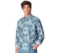 Casa Moda Leinenhemd Casual Fit – bedruckt, 50% Leinen/50% Baumwolle – hellblau, Gr. L