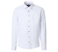 Leinenhemd CASAMODA "CASAMODA Leinenhemd uni", Herren, Gr. M, Normalgrößen, weiß, 100% Leinen, unifarben, lässig geschnitten, Hemden (66009554-M) weiß