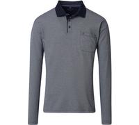 CASAMODA Long Sleeve Poloshirt Structure Blau - Größe 3XL Blau 3XL