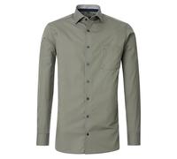 Casa Moda Businesshemd Herren Modern Fit New Kent Kragen Langarm 100% Baumwolle Oliv Größe 45