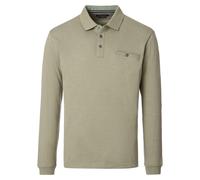 Casa Moda Regular Fit Longsleeve Poloshirt türkis, Gemustert