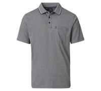 Größe L Casamoda Sport Polo Shirt Grau Kurzarm Normal Geschnitten Kragen mit 3-Knopf Ausschnitt 55% Baumwolle, 45% Polyester