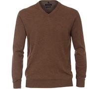 Casa Moda Herren Pullover mit V-Ausschnitt Uni 100% Baumwolle Regular Fit Beige XXL