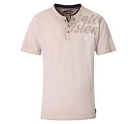 Casa Moda Regular Fit T-Shirt Henleykragen beige, Einfarbig