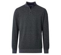 Troyer CASAMODA "CASAMODA Stricktroyer uni", Herren, Gr. M, grau (dunkelgrau), 100% Baumwolle, Pullover Troyer (49017752-M) dunkelgrau