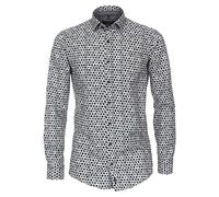 CASAMODA XXL Langarmhemd Allovermuster grau-Petrol, Größe:7XL