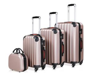 Casaria monzana Hartschalenkoffer-Set Baseline 4-tlg. Rosé ABS