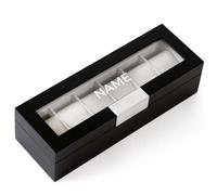CASE ELEGANCE Collection Edle Uhrenbox aus Holz für 6 Uhren mit Vitrine - Schwarz (Metallclip)