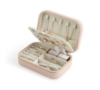 CASEGRACE Reise-Schmucketui, doppellagig, Reise-Schmuck-Organizer für Halsketten, Ohrringe, Ringe, Schmuckvitrine für Damen, Rosa