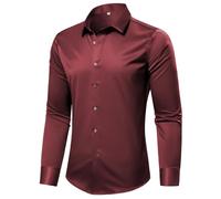 Casey Kevin Herren Hemd Langarm männer Hemden herrenhemden Freizeithemden bügelleichtes Businesshemd Anzug Hemd Satin leicht glänzend