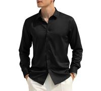 Casey Kevin Herren Hemd Langarm männer Hemden herrenhemden Freizeithemden bügelleichtes Businesshemd Anzug Hemd Satin leicht glänzend