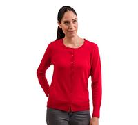 CASH-MERE.CH 100% Kaschmir Damen Pullover Cardigan Rundhalsausschnitt | Strickjacke Rundhalsausschnitt 2-fädig (Rot, XS)