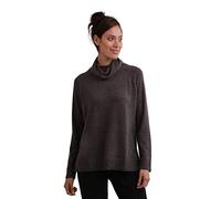 CASH-MERE.CH 100% Kaschmir Damen Pullover mit geradem Schnitt und Seitenschlitz | Sweater Rollkragen 2-fädig (Grau/Taupe Melange, XL)