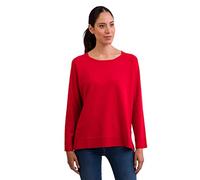 CASH-MERE.CH 100% Kaschmir Damen Pullover mit geradem Schnitt und Seitenschlitz | Sweater Rundhalsausschnitt 2-fädig (Rot, S)
