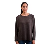 CASH-MERE.CH 100% Kaschmir Damen Pullover mit geradem Schnitt und Seitenschlitz | Sweater Rundhalsausschnitt 2-fädig (Grau/Taupe Melange, M)