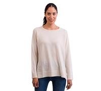 CASH-MERE.CH 100% Kaschmir Damen Pullover mit geradem Schnitt und Seitenschlitz | Sweater Rundhalsausschnitt 2-fädig (Weiß, M)