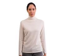 CASH-MERE.CH 100% Kaschmir Damen Pullover | Sweater Rollkragen 2-fädig (Weiß, L)