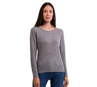 CASH-MERE.CH 100% Kaschmir Damen Pullover | Sweater Rundhalsausschnitt 2-fädig (Grau, XS)