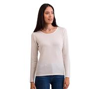 CASH-MERE.CH 100% Kaschmir Damen Pullover | Sweater Rundhalsausschnitt 2-fädig (Weiß, S)