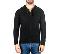 CASH-MERE.CH 100% Kaschmir Herren Kapuzenpullover | Hoodie mit Reißverschluss (Schwarz, M)