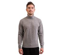 CASH-MERE.CH 100% Kaschmir Herren Pullover | Sweater Rollkragen 2-fädig (Grau, S)