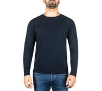 CASH-MERE.CH 100% Kaschmir Herren Pullover | Sweater Rundhalsausschnitt 2-fädig (Blau/Marine, L)