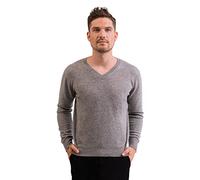 CASH-MERE.CH 100% Kaschmir Herren Pullover | Sweater V-Ausschnitt 2-fädig (Grau, XXL)