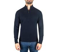CASH-MERE.CH 100% Kaschmir Herren Stehkragen Pullover | Sweater mit Reißverschluss 2-fädig (Blau/Marine, M)