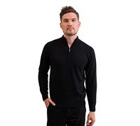 CASH-MERE.CH 100% Kaschmir Herren Stehkragen Pullover | Sweater mit Reißverschluss 2-fädig (Grau/Dunkelgrau/Dunkles Anthrazit, M)