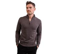 CASH-MERE.CH 100% Kaschmir Herren Stehkragen Pullover | Sweater mit Reißverschluss 2-fädig (Grau/Taupe Melange, XL)