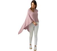 Cashmere Dreams Poncho-Schal aus Baumwolle - Hochwertiges Cape für Damen - Umhängetuch und Tunika - Strick-Pullover - Sweatshirt - Stola für Sommer und Winter Zwillingsherz,Einheitsgröße,Altrosa