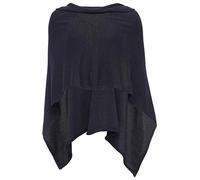 Cashmere Dreams Poncho-Schal aus Baumwolle - Hochwertiges Cape für Damen - Umhängetuch und Tunika - Strick-Pullover - Sweatshirt - Stola für Sommer und Winter Zwillingsherz,Einheitsgröße,Dunkelblau