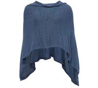 Cashmere Dreams Poncho-Schal aus Baumwolle - Hochwertiges Cape für Damen - Umhängetuch und Tunika - Strick-Pullover - Sweatshirt - Stola für Sommer und Winter Zwillingsherz,Einheitsgröße,Blau