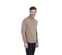 Cashmeren Herren Basic Rollkragenpullover 100% reines Kaschmir Langarm Rollkragenpullover, Camel, Groß