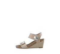 CA'SHOTT A/S Damen CASALBERTA Velcro Button Leather Heeled Sandal, Taupe, 40 EU