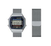 Casio A168WA Armband - Metall Mesh Gewebte Edelstahl Solo Loop Ersatzarmband Kompatibel für A168WA Uhrenarmband (2)