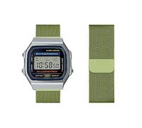 Casio A168WA Armband - Metall Mesh Gewebte Edelstahl Solo Loop Ersatzarmband Kompatibel für A168WA Uhrenarmband (16)