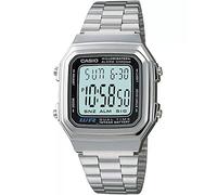 Casio A178W-1A Herren-Armbanduhr, Vintage-Stil, silberfarben, Alarm-Chronograph, Digitaluhr, silber