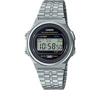 Casio Unisex Quartz Armbanduhr, 39.00mm GehäusegröÃŸe mit schwarz digital Zifferblatt und Silber Metallarmband Armband A171WE-1AEF