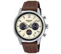 Casio Herren Armbanduhr Edifice EFR-575L-7AEF Chronograph Edelstahl Lederband braun