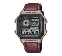Chronograph, braun, bronzefarben, CASIO TIMELESS COLLECTION, Armbanduhren, Herren, Chronograph, Quarzuhr, Armbanduhr, Herrenuhr, Lederarmband, Digitaluhr, Topseller (93467869-0)