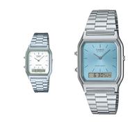 Casio Collection Herren Analog/Digital Quarz mit Edelstahlarmband - AQ-230A-7BMQYES, Silber (Zifferblatt: Weiß) & Watch AQ-230A-2A1MQYES