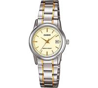 Casio Damen Analog Quarzuhr mit silbernem Armband LTP-V002SG-9AUDF(A928), Silber, 31×25×9.2mm, Quarzuhr