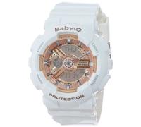 Casio Damen-Armbanduhr BA-110-7A1CR Baby-G Roségold Analog-Digital-Uhr mit weißem Harzband schwarz 42 mm breit x 15 mm dick Digital, Schwarz, 42mm Wide by 15mm Thick, Digital