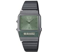 Casio Damen Quartz Armbanduhr, 32.00mm GehäusegröÃŸe mit grün analog/digital Zifferblatt und schwarz und Silber Metallarmband Armband AQ-800ECGG-3AEF