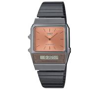 Casio Damen Quartz Armbanduhr, 32.00mm GehäusegröÃŸe mit rosa analog/digital Zifferblatt und schwarz und Silber Metallarmband Armband AQ-800ECGG-4AEF